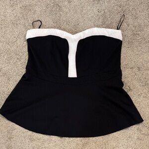 torrid Black and White Strapless Peplum Top